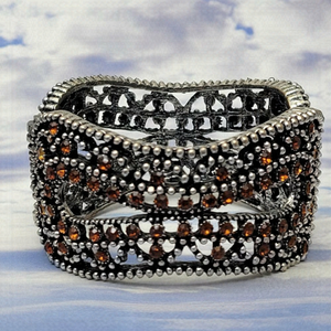 Multicolored Rhinestone Hinged Bracelet